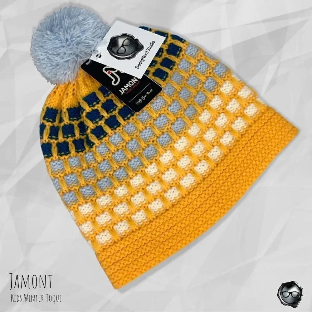 KID’S SINGLE-POM BEANIE FOR KIDS IN SUNDANCE YELLOW WINTER SKI HAT BRIGHT POMPOM